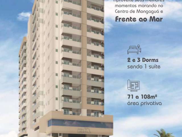 Mongaguá, prédio frente para o mar, 2 dorms, suite, sacada gourmet