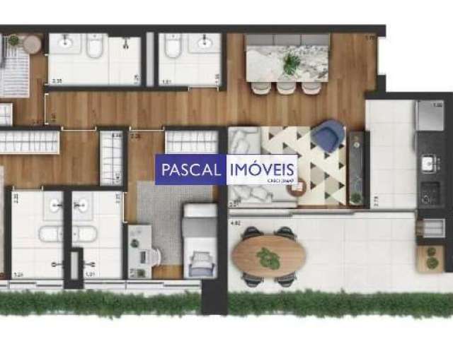 Apartamento com 3 quartos à venda na Rua Otávio Tarquínio de Souza, 1222, Campo Belo, São Paulo, 104 m2 por R$ 1.460.000