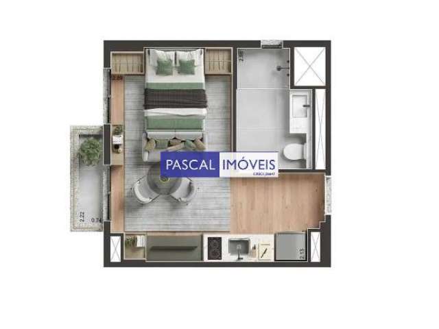 Apartamento com 1 quarto à venda na Rua Casa do Ator, 566, Vila Olímpia, São Paulo, 28 m2 por R$ 400.000