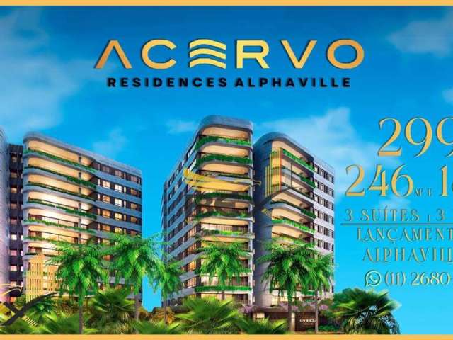 Apartamento de 246m² com 3 dormitórios sendo 3 suítes e 3 vagas em Alphaville Barueri SP