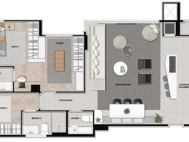 Apartamento para Venda em Londrina, Gleba Fazenda Palhano, 2 dormitórios, 2 suítes, 2 banheiros, 2 vagas