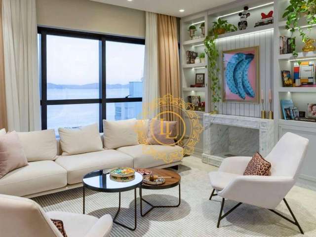 Apartamento com vista mar em Itapema - SC com 185m² privativos, contendo 04 suítes, amplo living, lavabo, espaço gourmet, sacada com churrasqueira