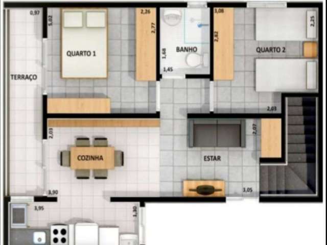 Casa de condomínio em são vicente, 2 dormitórios,  1 vaga.