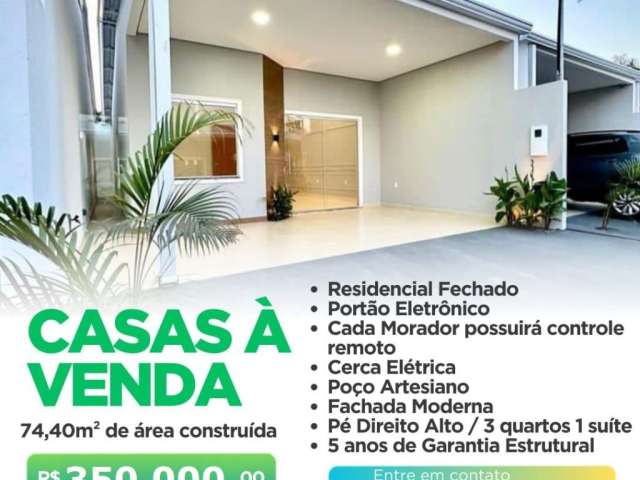 LANÇAMENTO! Casas 3 Qts, Sendo 1 Suíte em Residencial Fechado no P. 10