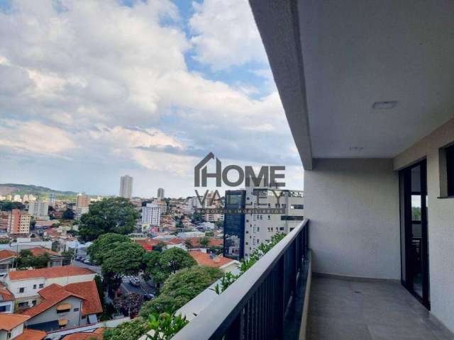 Apartamento loft, 1 quarto, 50m², com varanda, na região central de Valinhos, disponível para locação.