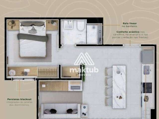 Apartamento com 2 dormitórios à venda, 34 m² por R$ 337.270,00 - Jardim Bela Vista - Santo André/SP