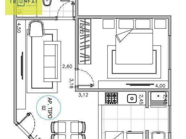 Apartamento com 1 dormitório à venda, 44 m² por R$ 175.000 - Altos do Trujillo - Sorocaba/SP