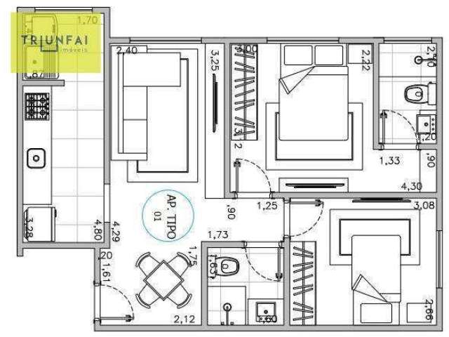 Apartamento com 2 dormitórios à venda, 57 m² por R$ 240.000,00 - Altos do Trujillo - Sorocaba/SP