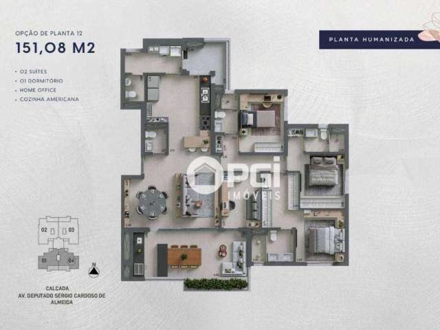 Apartamento com 3 dormitórios à venda, 151 m² por R$ 1.347.265 - Jardim Olhos D'Água - Ribeirão Preto/SP