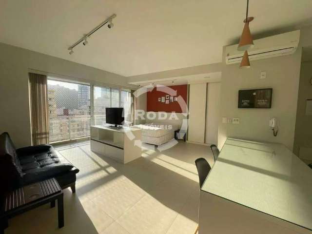 Apartamento para locação em Santos-SP, bairro Pompéia. 1 quarto, 1 suíte, 2 salas, 1 banheiro, 1 vaga. Área de 54m² - Unlimited Ocean Front.