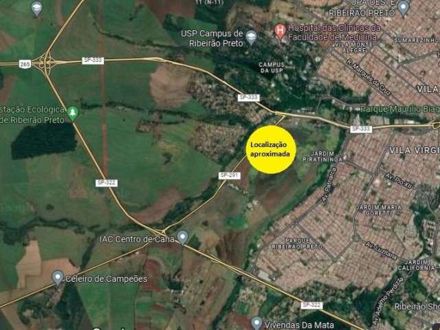 Excelente area para venda com 10.000 m2 em Ribeirão Preto-SP próxima a USP, na beira da pista, com 98 m de fachada x 45 m lateral, estuda parceria