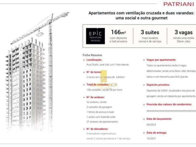 Apartamento com 3 dormitórios à venda, 166 m² por R$ 1.808.460,00 - Epic - Indaiatuba/SP