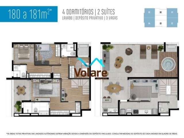 Imperdível: Apartamento de 4 quartos e 2 suítes na Vila Osasco, Osasco-SP, com 180,49m² e 3 vagas de garagem.