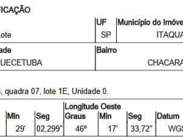 Terreno à venda 10M², CHACARA HOLIDAY, ITAQUAQUECETUBA - SP