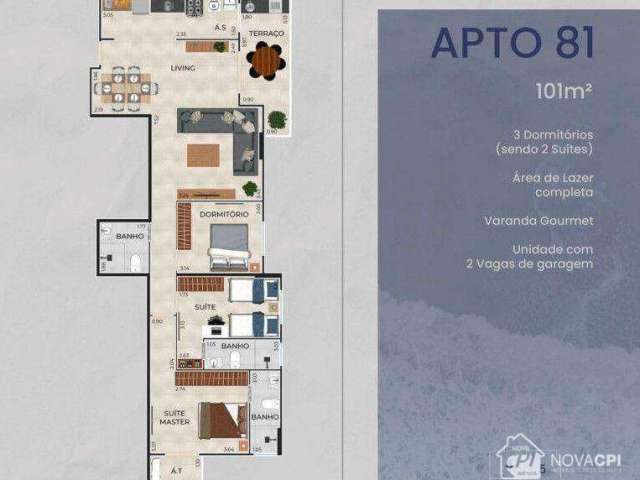 Apartamento com 3 quartos à venda na Vila Guilhermina Praia Grande/SP