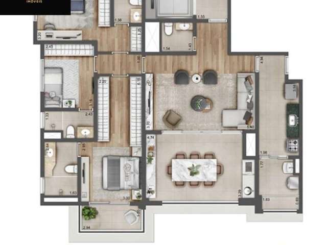 Lançamento! Espaçoso apartamento de 3 quartos e 3 suítes no Tucuruvi, São Paulo-SP - 129m², 3 salas, 5 banheiros e 2 vagas de garagem!