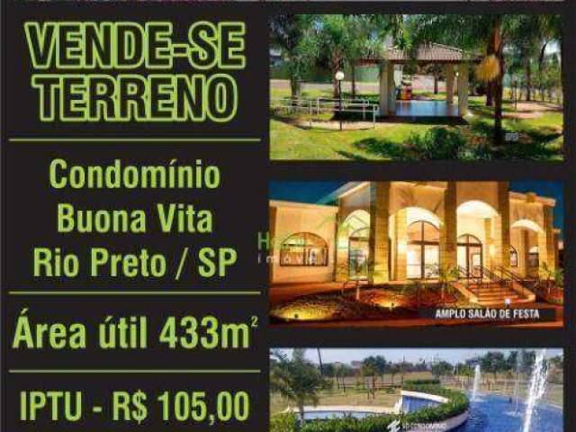 Terreno à venda, 433 m² por R$ 312.000,00 - Parque Residencial Buona Vita - São José do Rio Preto/SP