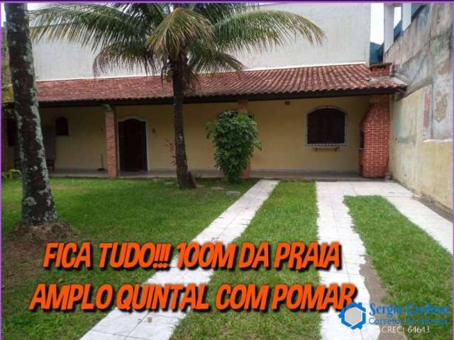 Fica tudo!!! casa 2 dorms amplo jardim c/ pomar-100m da praia - itanhaem/sp