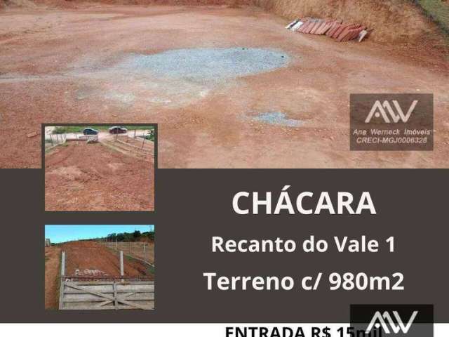 Terreno à venda, 980 m² por R$ 15.000 de entrada - Chácara - Chácara/MG