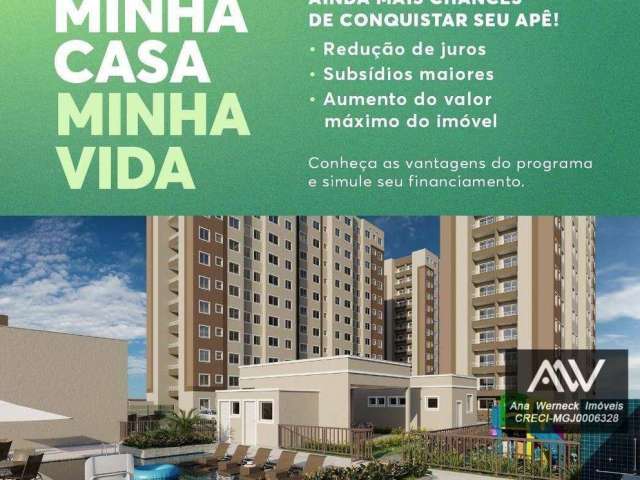 Apartamento com 2 dormitórios à venda, 50 m² por R$ 25.000 de entrada - Industrial - Juiz de Fora/MG