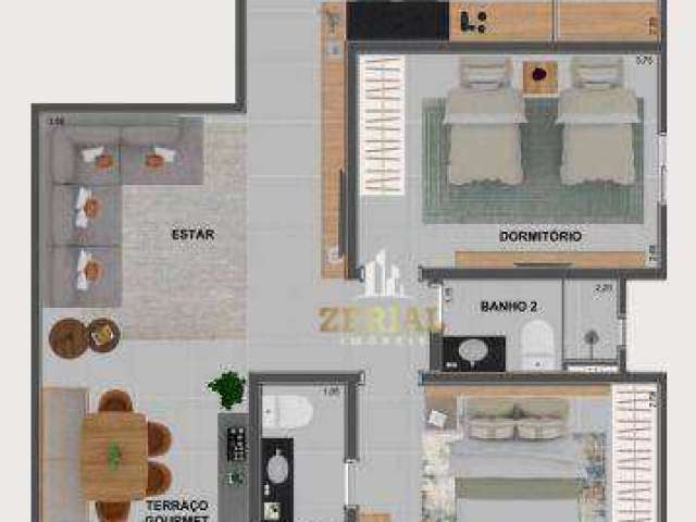 Apartamento com 2 dormitórios à venda, 67 m² por R$ 502.000,00 - Nova Gerti - São Caetano do Sul/SP