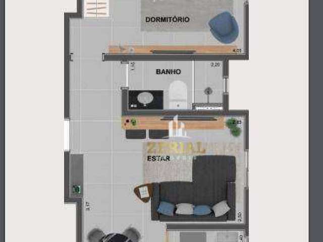 Apartamento com 1 dormitório à venda, 41 m² por R$ 368.000,00 - Nova Gerti - São Caetano do Sul/SP