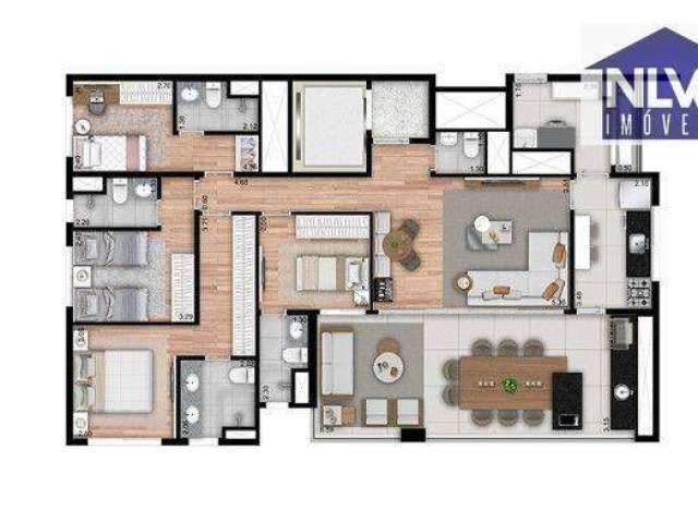 Apartamento com 4 dormitórios à venda, 146 m² por R$ 2.350.527,10 - Ipiranga - São Paulo/SP