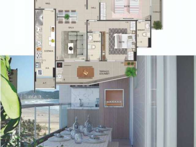 Apto 70m² 2 Dorm Suite 2 vagas Fiinanc Direto Varanda Gourmet -Praia Grande