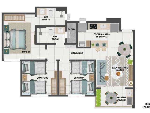 Apartamento com 3 dormitórios à venda, 70 m² por R$ 424.000,00 - Nova Parnamirim - Parnamirim/RN