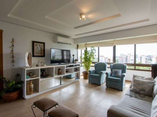 Apartamento possui 3 dormitórios, sendo 1 suíte, semi-mobiliado, com 107,27m² de área privativa, living para 2 ambientes, espaço gourmet com churrasqueira, cozinha com área de serviço; 2 vagas simples