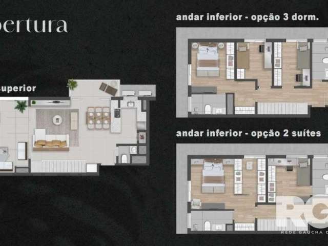 Cobertura edifício residencial Camille &lt;BR&gt;- Andar Inferior: O Elevador dá acesso ao Andar Inferior e ao Superior&lt;BR&gt; - Opção a) 3 Dorm. (1 Suíte), Banheiro dos outros 2 Dorm. e Lavanderia