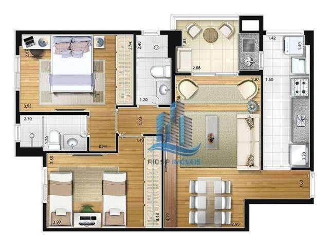 Apartamento com 2 dormitórios à venda, 70 m² por R$ 601.000,00 - Fundação - São Caetano do Sul/SP