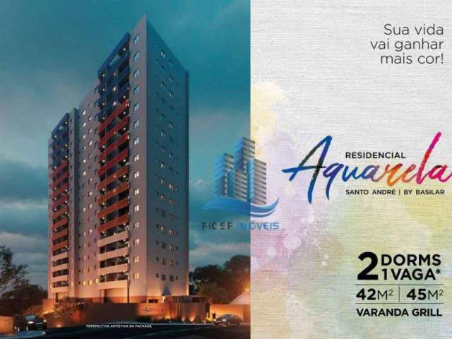 Apartamento com 2 dormitórios à venda, 45 m² por R$ 325.000,00 - Vila Palmares - Santo André/SP