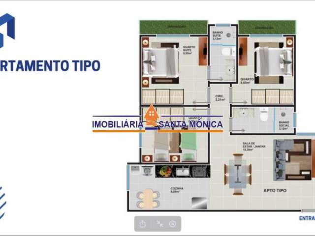 Apartamento com 3 quartos à venda na Santa Mônica, Belo Horizonte  por R$ 450.000