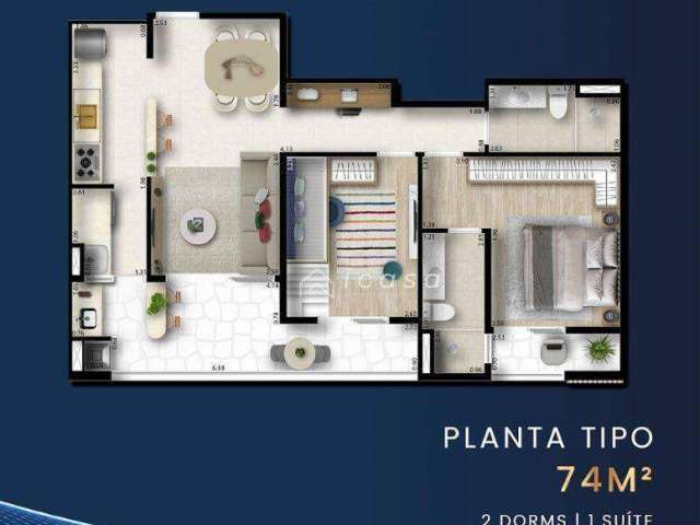 Apartamento com 2 dormitórios à venda, 74 m² por R$ 483.072 - Esplanada Independência - Taubaté/SP