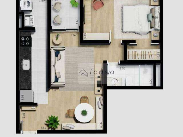 Apartamento com 2 dormitórios à venda, 52 m² por R$ 294.000,00 - Jardim São José - Caçapava/SP