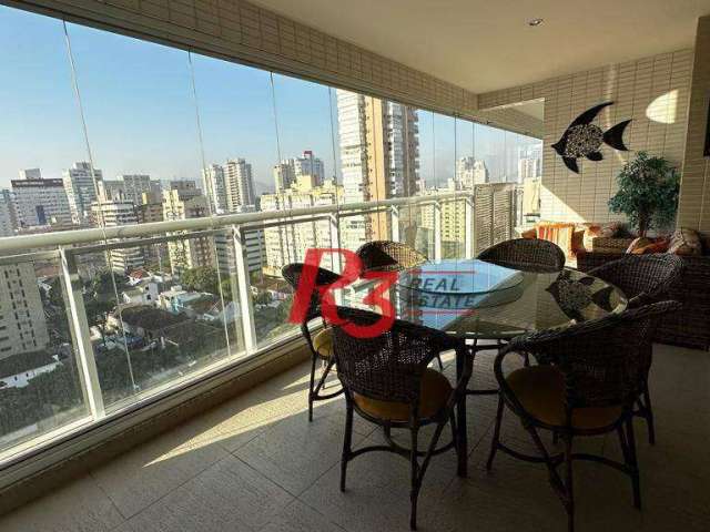 Apartamento com 3 dormitórios para alugar, 181 m² por R$ 16.000,02/mês - Gonzaga - Santos/SP