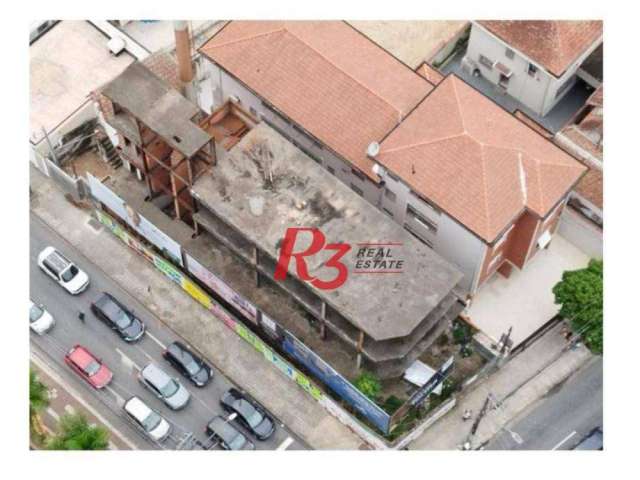 Oportunidade para locação comercial na Aparecida, de frente pro Shopping Praiamar, em Santos-SP, com 12x35 m²