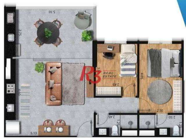 Apartamento à venda, 68 m² por R$ 555.000,00 - José Menino - Santos/SP