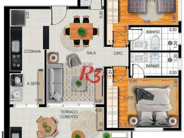 Apartamento à venda, 83 m² por R$ 1.090.212,62 - Embaré - Santos/SP