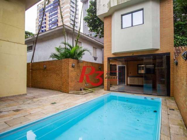 Casa com 6 dormitórios, 450 m² - venda por R$ 4.600.000,00 ou aluguel por R$ 23.000,00 - Gonzaga - Santos/SP