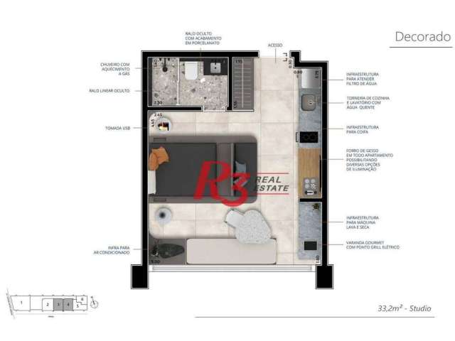 Studio à venda, 33 m² por R$ 579.000,00 - Boqueirão - Santos/SP