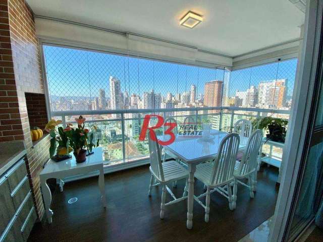 Apartamento com 3 dormitórios varanda gourmet com lazer à venda, 109 m² por R$ 1.490.000 - Gonzaga - Santos/SP