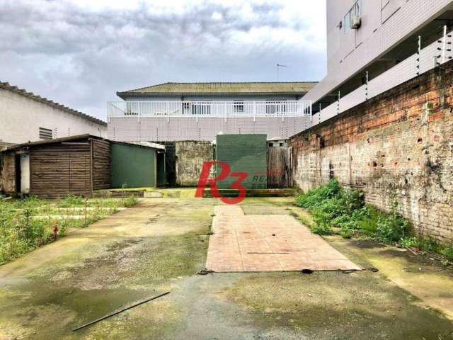 Excelente terreno para alugar, 595m² no bairro Aparecida em Santos-SP