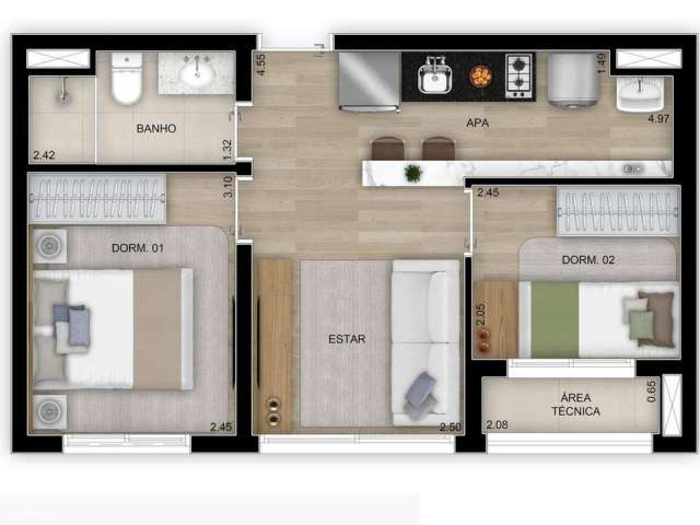 Apartamento para Venda em São Paulo, Belénzinho, 2 dormitórios, 1 banheiro