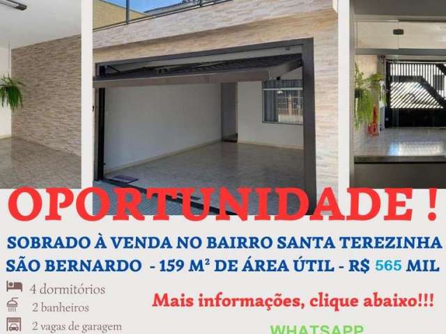 Casa / Sobrado para Venda em São Bernardo do Campo, Santa Terezinha, 4 dormitórios, 2 banheiros, 2 vagas