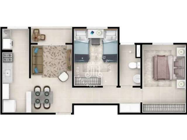 Apartamento à venda com 52 m² - residencial paraíso na cidade de várzea paulista/sp