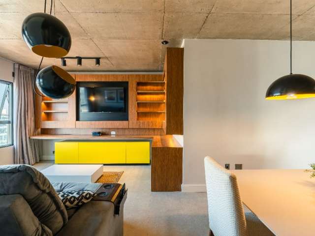 Apartamento moderno e mobiliado estilo loft para locação em condomínio Maxhaus, Cambuí, Campinas