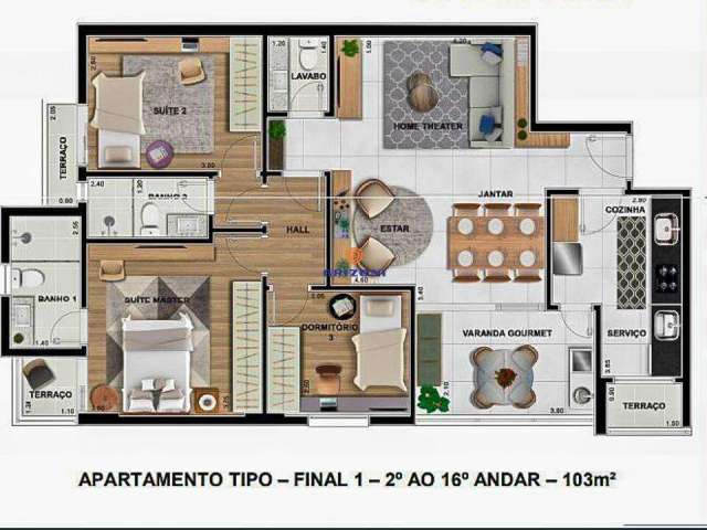 Apartamento edifício essenza i 3 quartos i 2 suites i 3 banheiros i 1 sala i 2 vagas