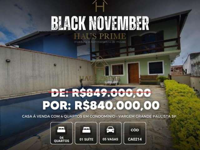 Venda | Casa com 312 m², 4 quartos, 5 vagas. Tijuco Preto, Vargem Grande Paulista SP